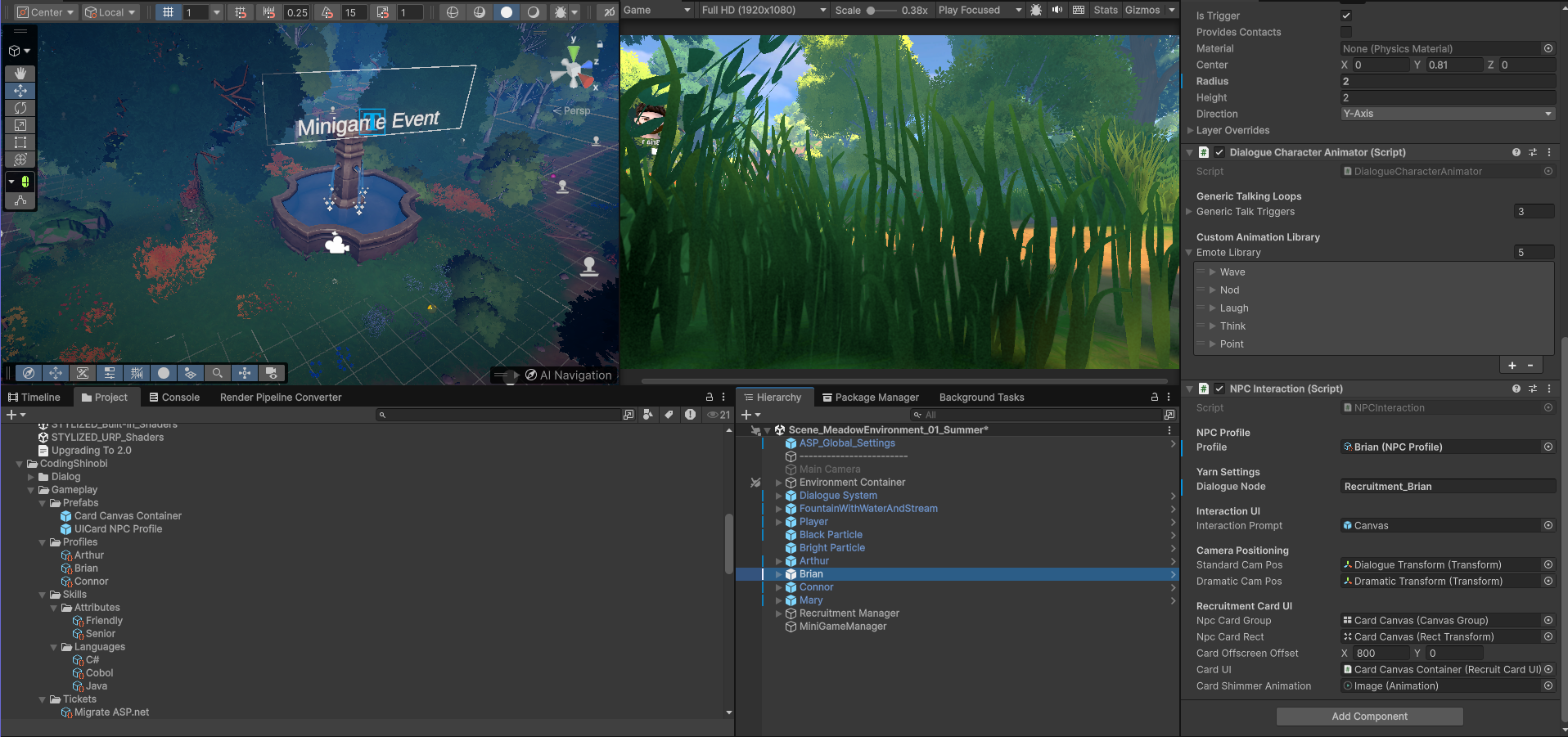 Unity game project scene